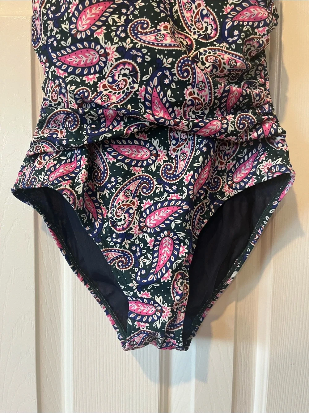 Boden Valencia One Piece Swimsuit. Green, blue, pink paisley. Size 6 - Picture 7 of 12